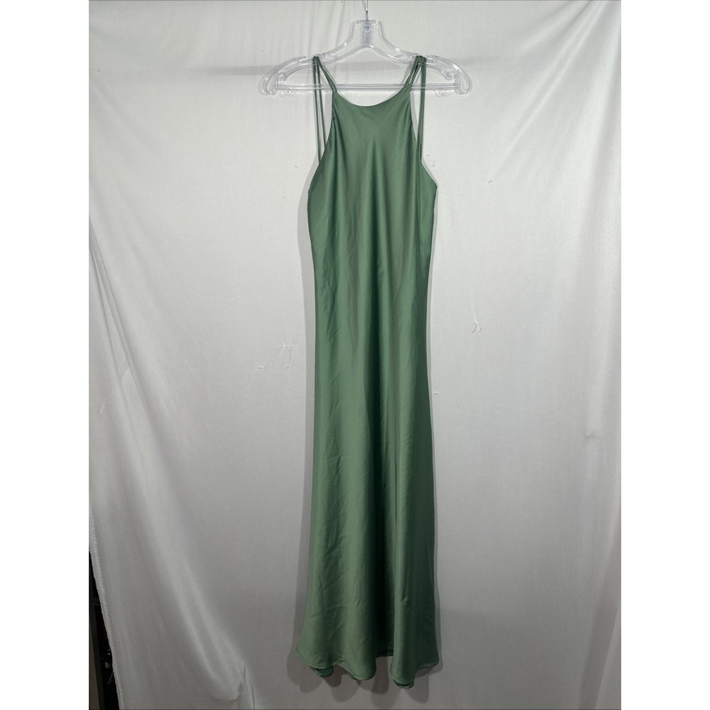 NWD Know One Cares [ Small ] Satin Bias‎ Cut Maxi Dress in Green #7119
